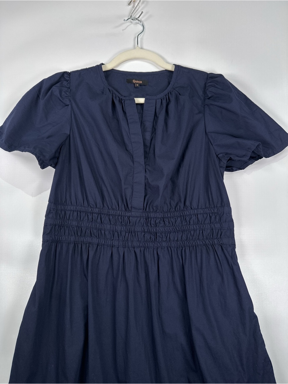 Quince Organic Cotton Poplin Tiered Maxi Dress Navy S - Picture 2 of 13